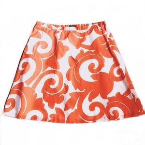 J. CREW Size 4 Coral Paisley Print Cotton Mini Skirt Preppy Coastal